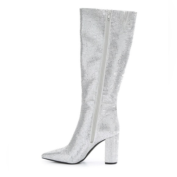 Rhinestone Tall Block Heel Boots - Picture 5 of 6